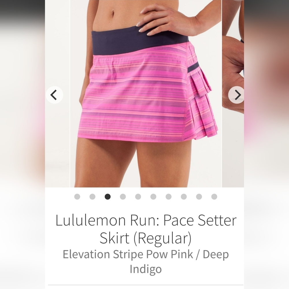 Lululemon Pace Setter Skirt Pow Pink Stripe Rare Run Tennis Lulu Collector 2 - Picture 6 of 11